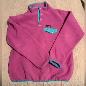 Patagonia Magenta and Teal Snap-T Fleece